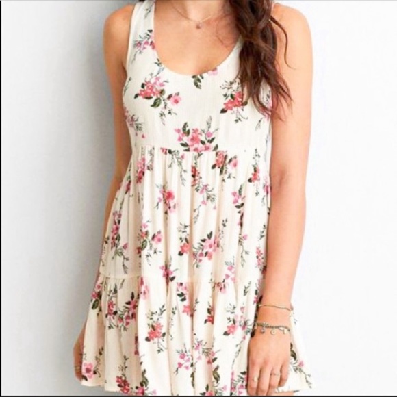 American Eagle Outfitters Dresses & Skirts - AEO Floral Tiered Babydoll Mini Dress PINK LARGE